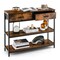 Rustic Brown Console Table with Folding Fabric Drawers and 2 Open Shelves